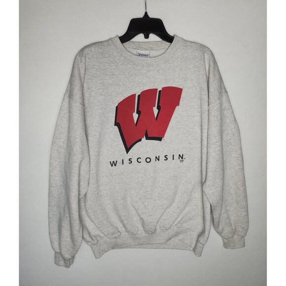 Vintage University Of Wisconsin Badgers W Crewneck Pullover Sweatshirt Mens XL - Picture 1 of 5